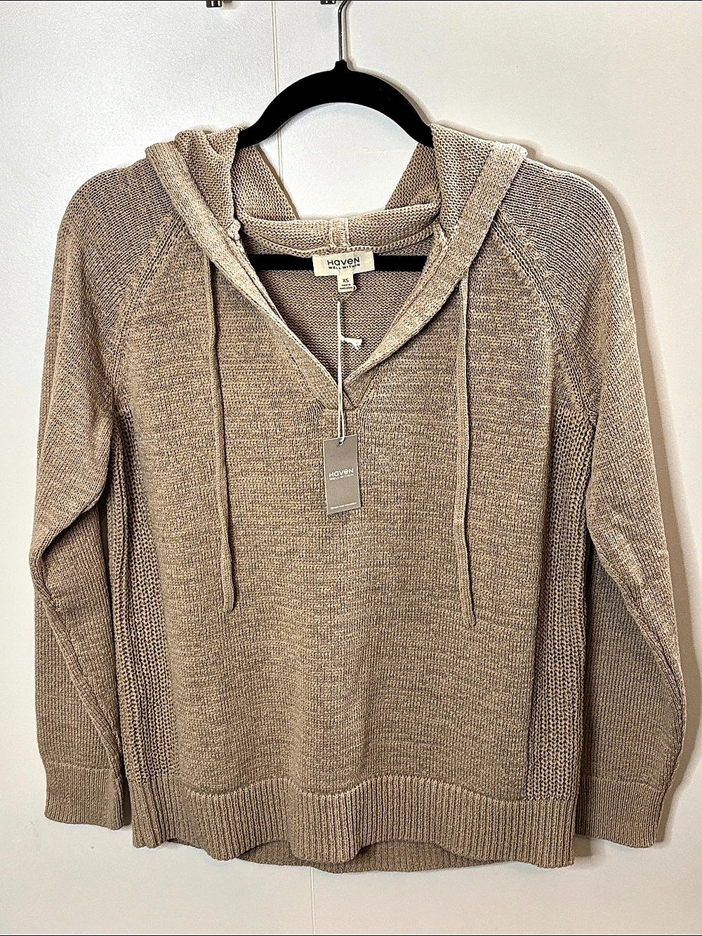 Haven Well Within Cotton Tape Yarn Hoodie Hooded Knit Sweater in Brown Size XS N